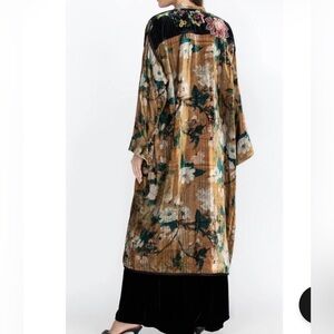 Johnny Was Velvet Kimono with Floral Embroidery